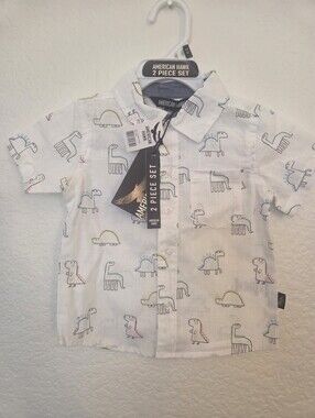 American Hawk Dino Print Short Sleeve Shirt Toddler 18 Months
